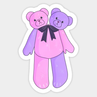 Pink Two Headed Teddy Bear Sticker